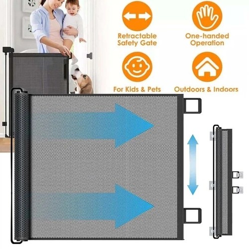 Retractable pet gate mesh dog - gate,